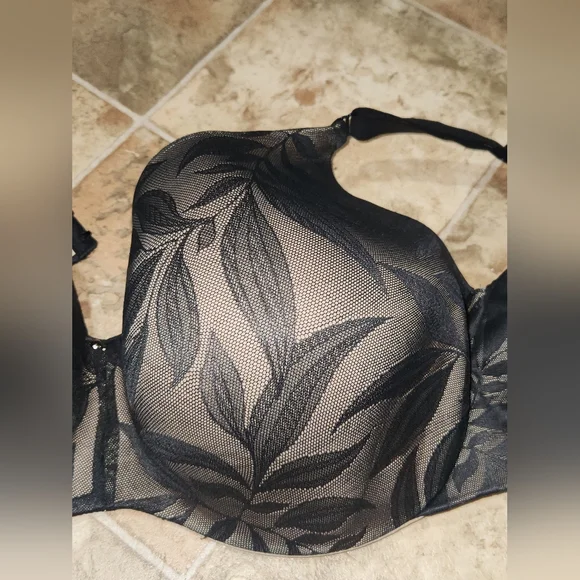 CACIQUE Elegant Black Floral Women's Bra Underwire Size 44F. - Picture 5 of 8